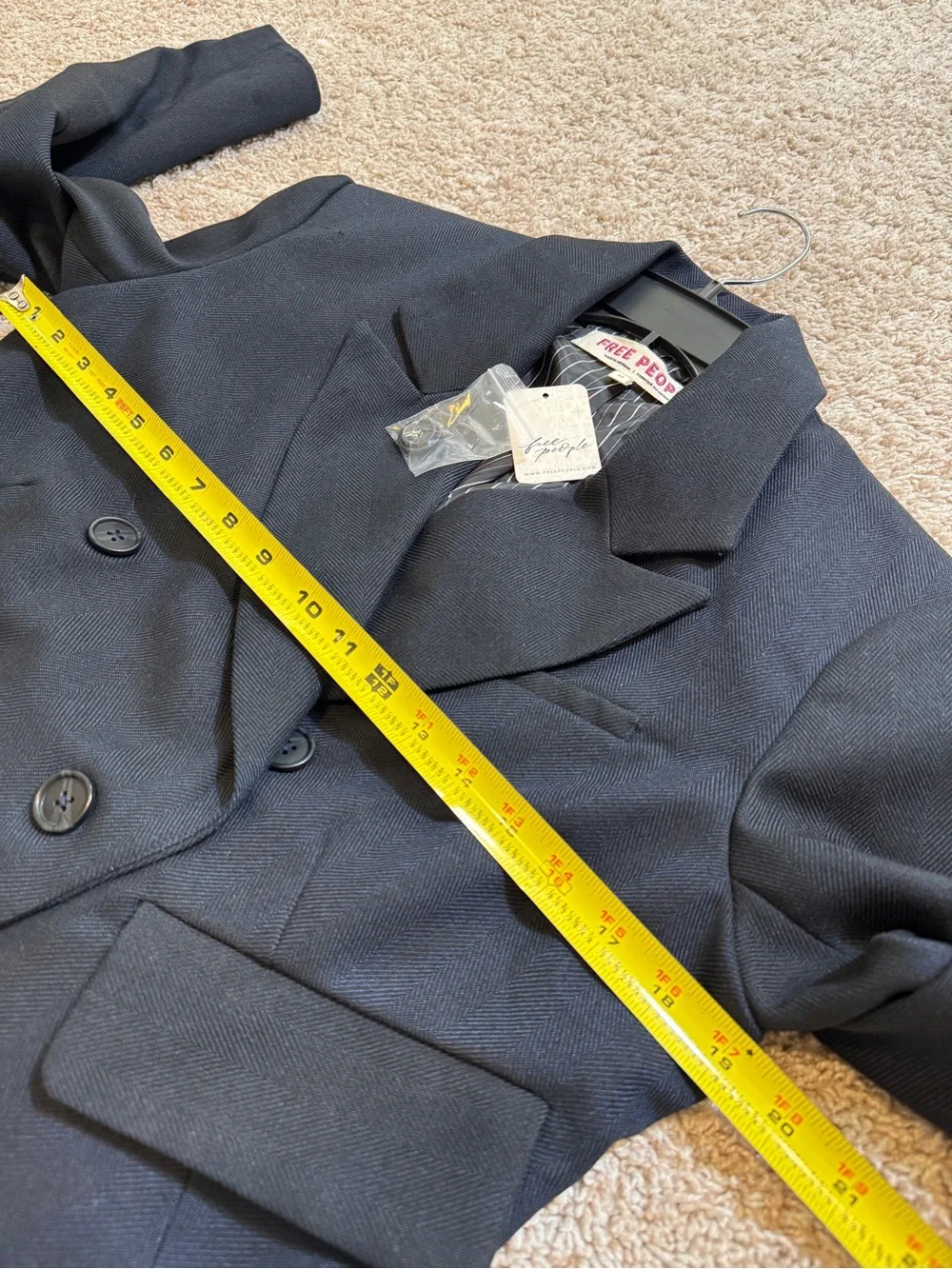 NWT Free People Cropped Double-Breasted Black Women's Blazer Jacket Size XS
